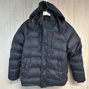 Hawke & Co Mens Down Puffer Coat XL Zip Hooded Navy Performance Cabin Trails